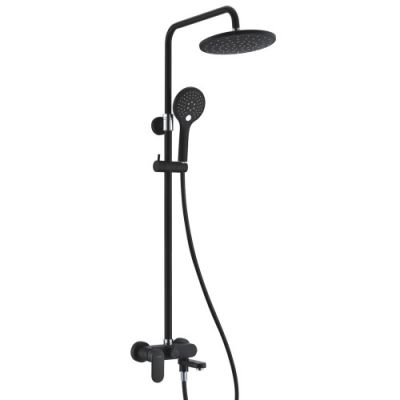 Hansgrohe Vernis Душевая система, настенная, с термостатическми смесителем, верхний душ 24см., и ручным душем, цвет: матовый черный 26899670