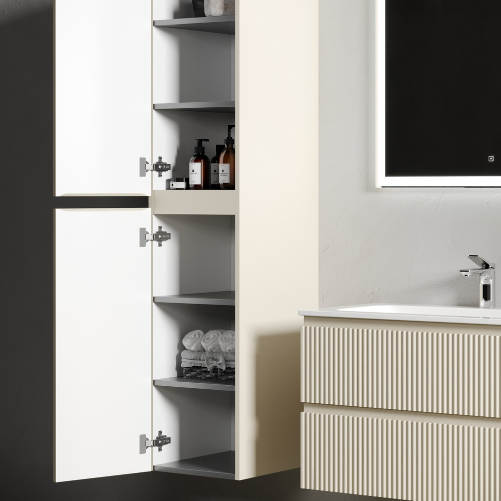 Шкаф-пенал SANCOS Snob R подвесной Beige Soft, 350х350х1650 мм, арт. PSNR35CE