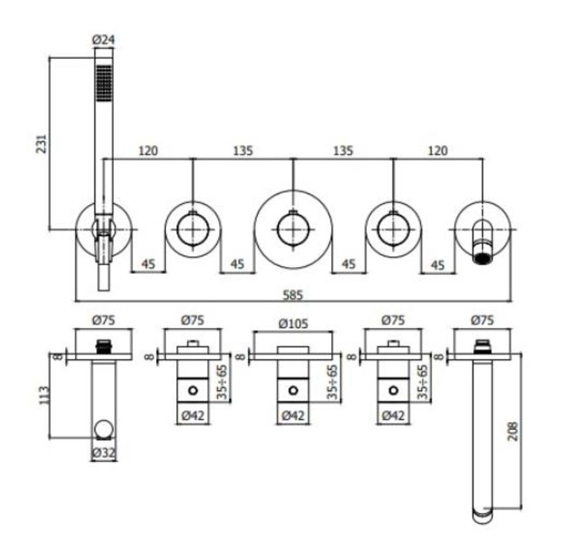 Paffoni MODULAR BOX MDE001NO Внешняя часть смесителя для ванны с термостатом MDE001NO