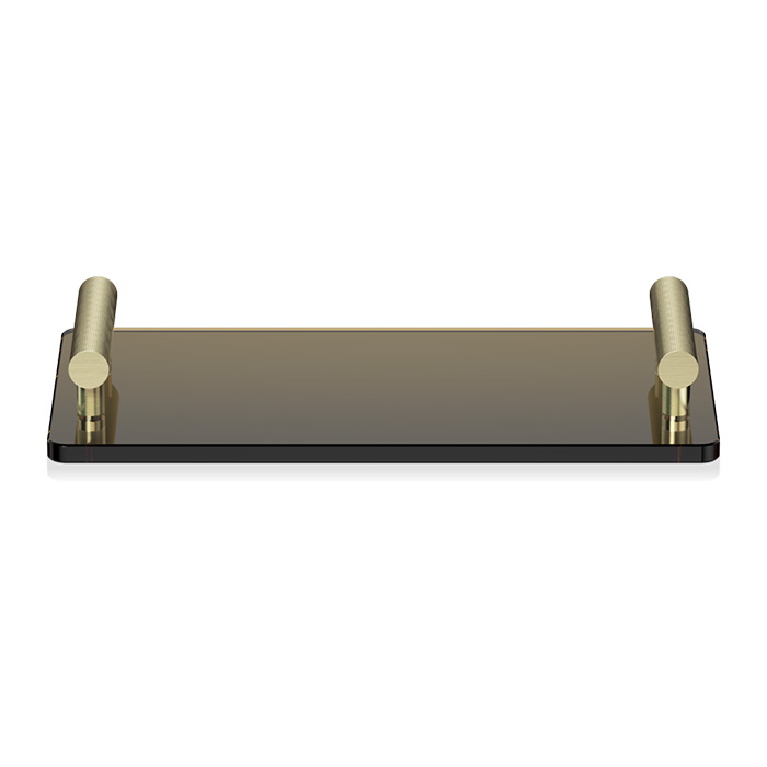 Decor Walther Club Tab Поднос с ручками, стеклянный, настольный, цвет: матовое золото / тёмно-коричневое стекло 856183