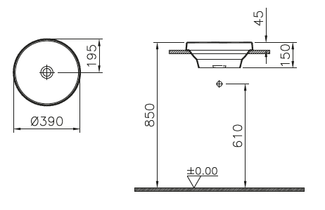 Vitra Frame раковина полувстраиваемая d390 5651B403-0016