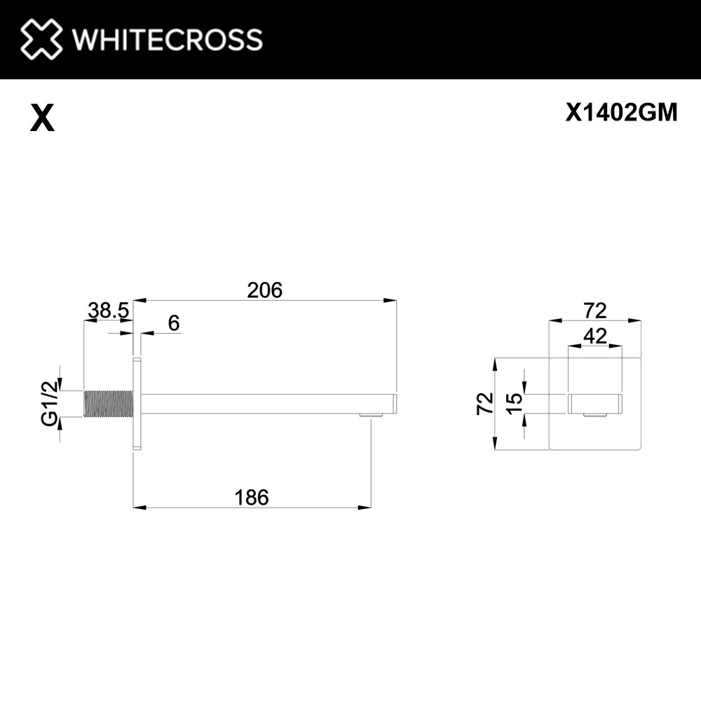 Излив настенный 186 мм WHITECROSS X1402GM (оружейная сталь)