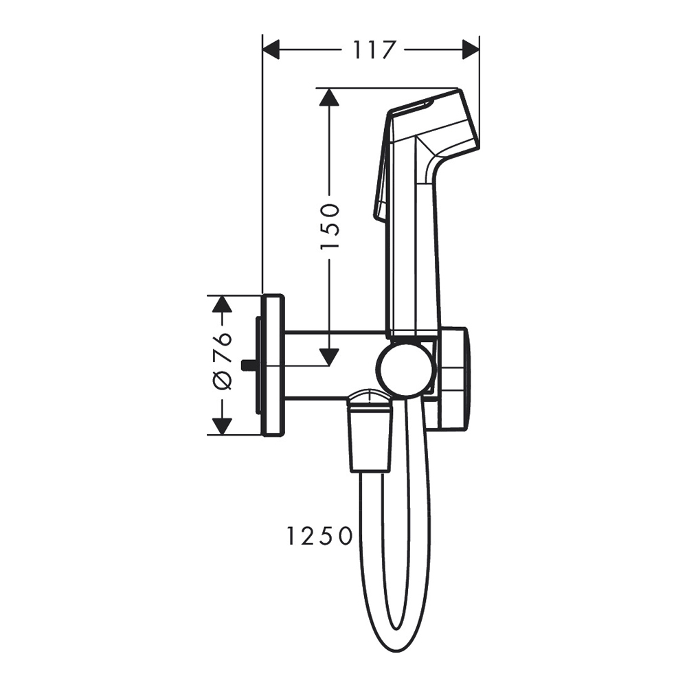 Hansgrohe Смеситель с гигиеническим душем 29232340 чёрный шлифованный хром