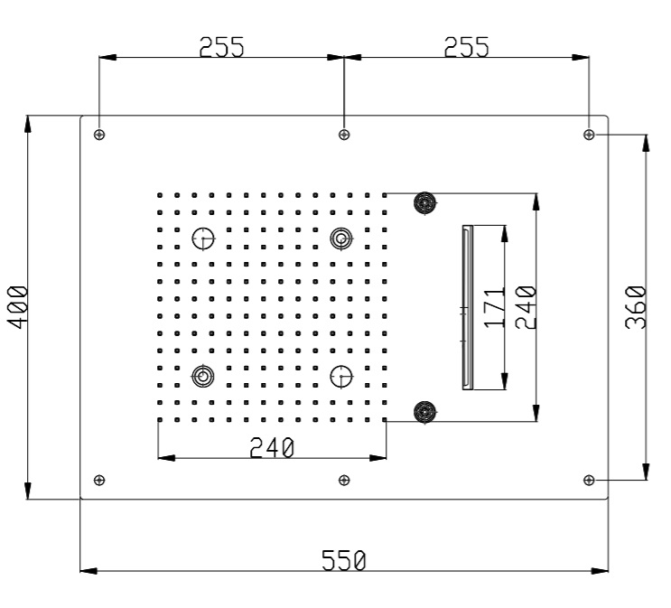 AquaElite верхний душ 4 режима 550x400 с подсветкой KT037A02Q