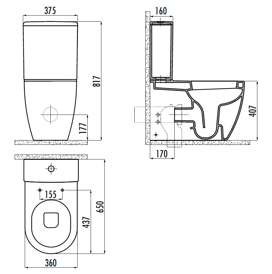 CREAVIT FREE Унитаз напольный FE360-00CB00E-0000