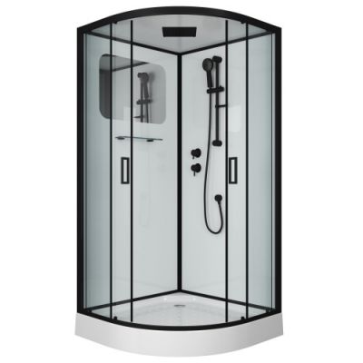 Душ.каб. NG-6901-01 BLACK (900х900х2100) низкий поддон (16 см), стекло тонированное,