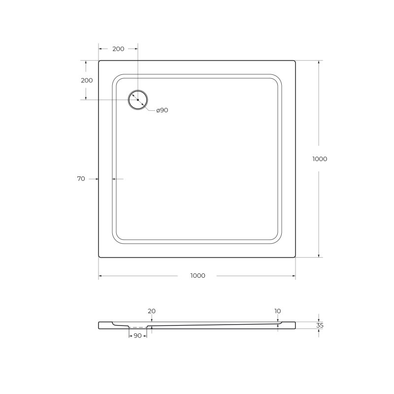 Cezares TRAY-M-A-100-35-W Поддон SMC 100x100 см