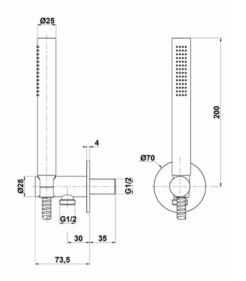 MIBD031RO/C54 Oioli Micro, душевой комплект на 3 потребителя: верхний душ Ø25см, цвет брашированный никель C54