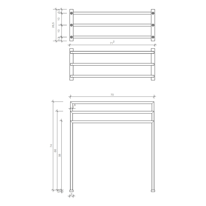 Decor Walther HT 9 Полотенцедержатель тройной 70x26x75см, напольный, цвет: хром 500300