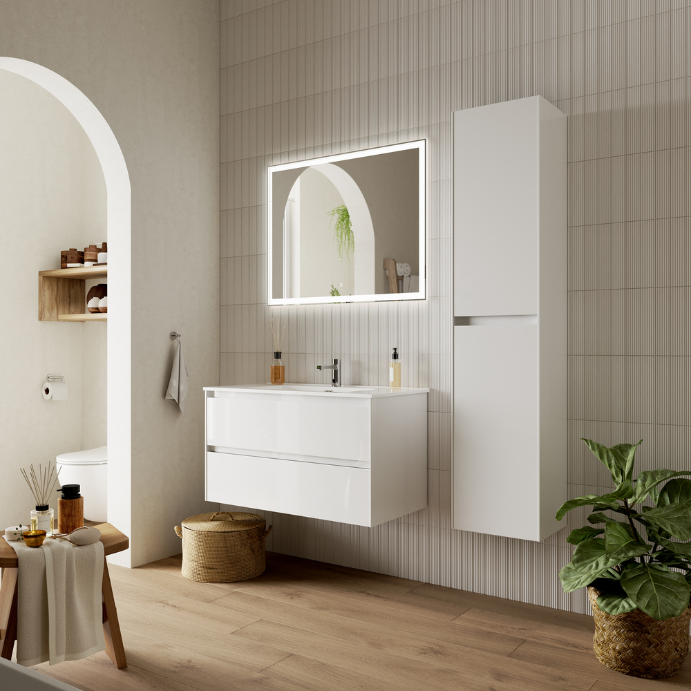 Тумба подвесная SANCOS Cento 890х450х500, c двумя ящиками оснащенными доводчиками, белый глянец, арт. CN90W