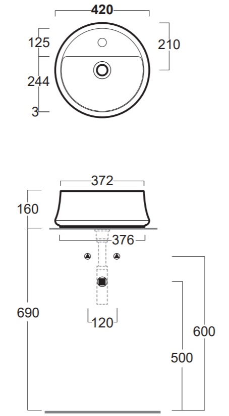 Раковина на столешницу d50 Simas Sharp SH03