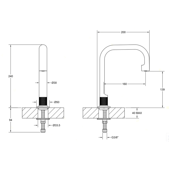 Gessi Inciso Излив для ванный, отдельностоящий, H: 24см. цвет: золото 58093#246