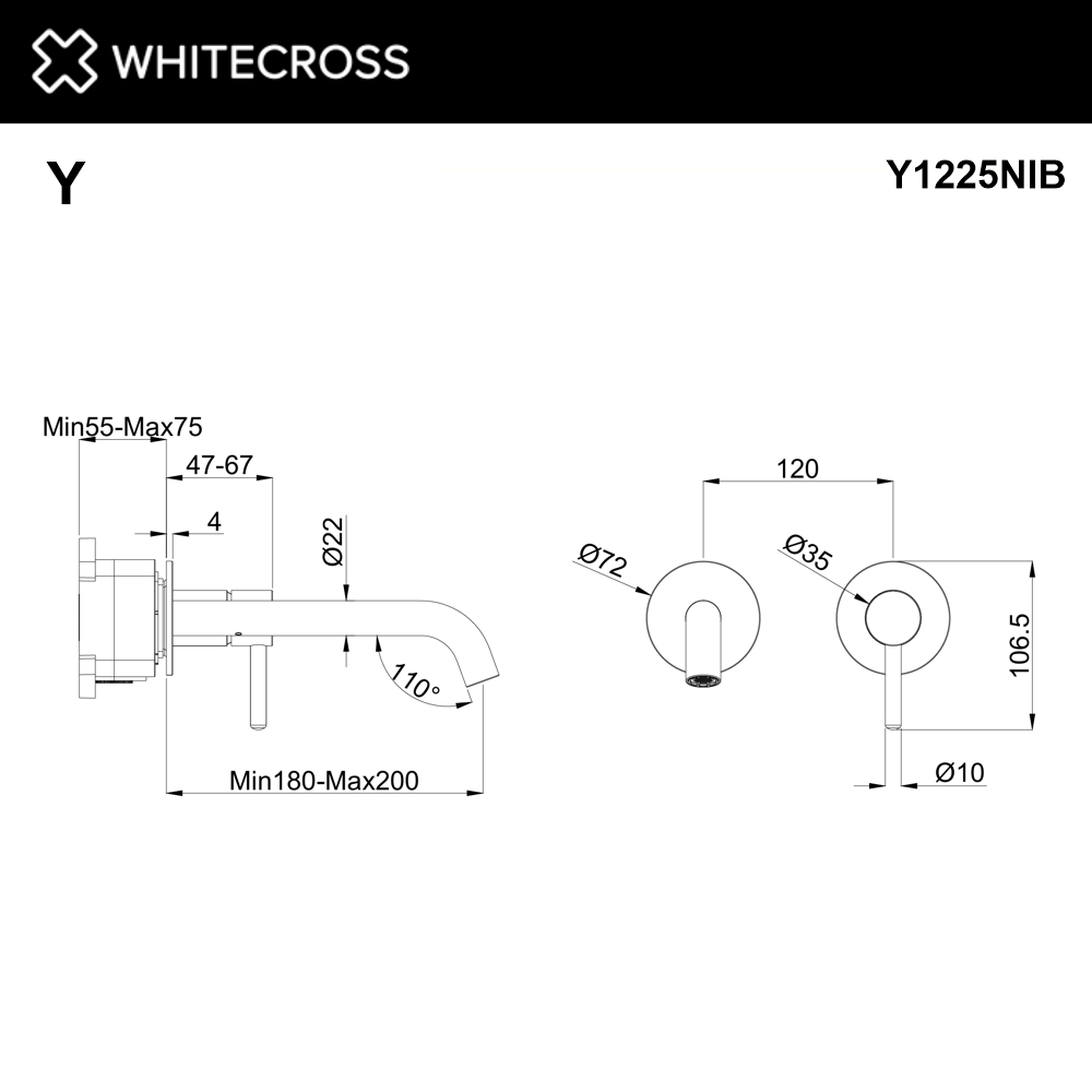 Смеситель для умывальника скрытого монтажа WHITECROSS Y1225NIB (брашированный никель)