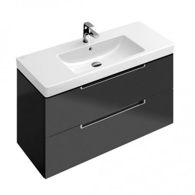 Тумба с керамической раковиной 100 см Subway 2.0 Villeroy&Boch A697 10 FP серый глянец