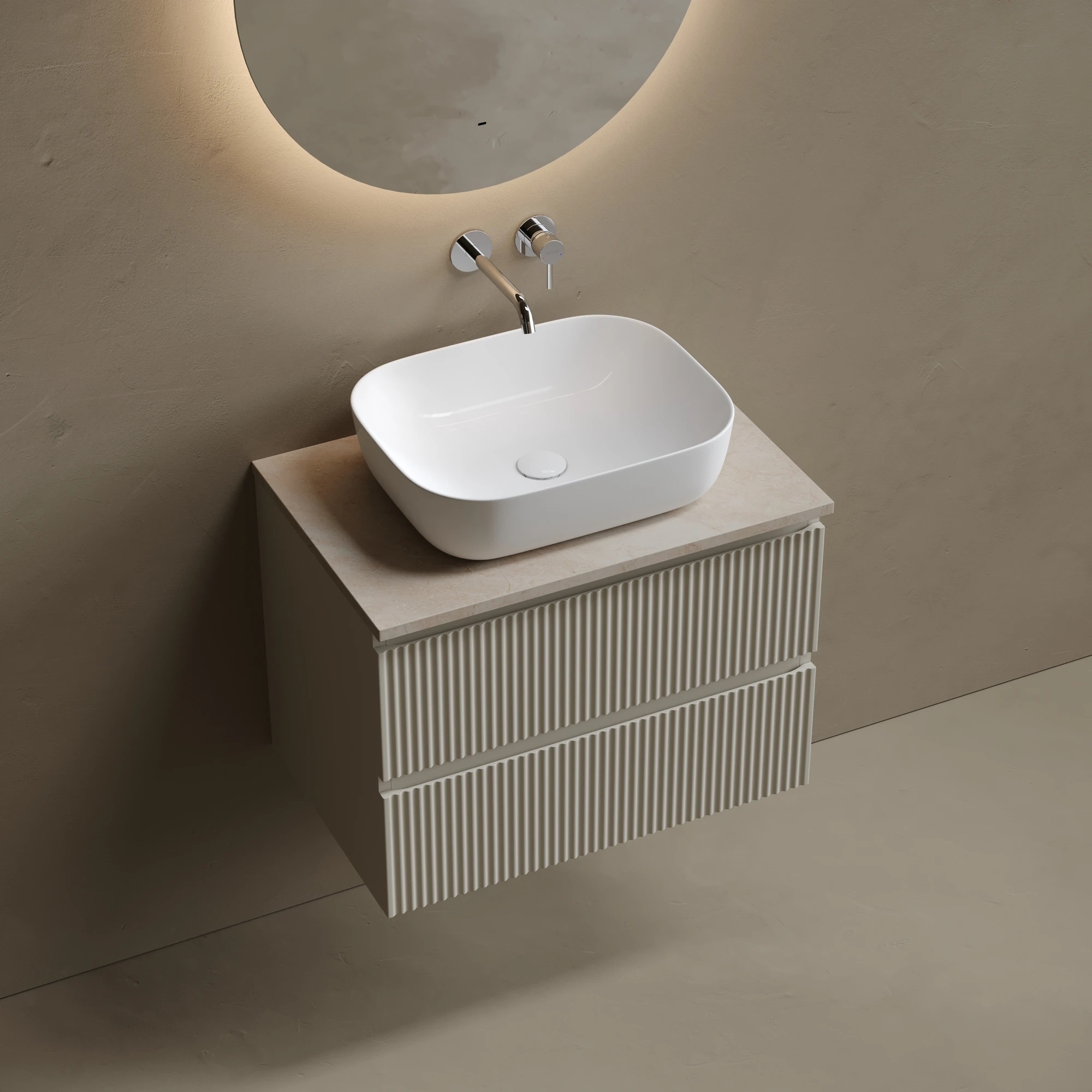 SNR70CE Ceramica Nova Тумба подвесная SANCOS Snob R 690х445х500, c двумя ящиками оснащенными доводчиками, Beige Soft