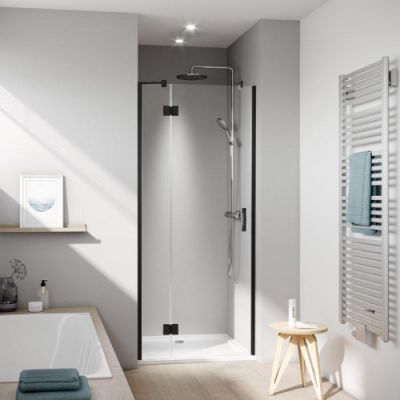Kermi LIGA Дверь в нишу LI SFL 100x200см., Schwarz Soft+прозрачное стекло с Kermiclean, цвет: черный LI SFL 10020 3PK