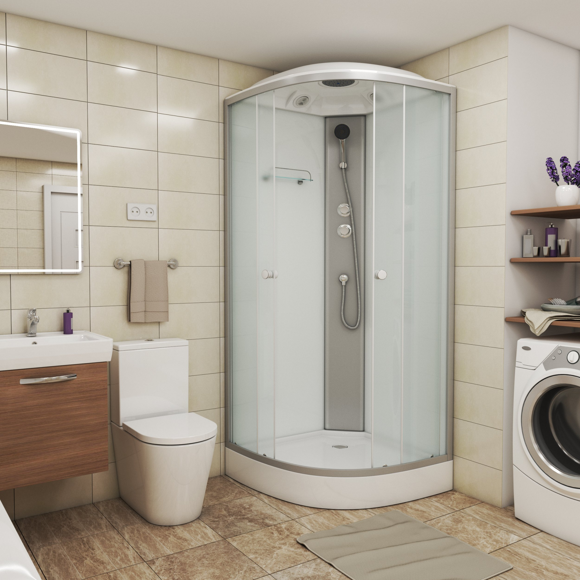 Niagara Eco Душ.каб. NG-4303-14 (800х800х2150) низкий поддон(13см) стекломатовое